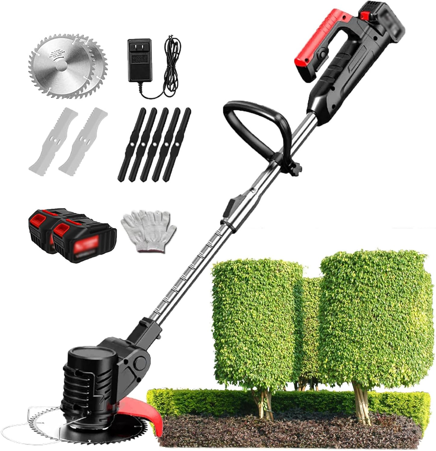 1880W Electric Cordless Lawn Mower Rechargeable Garden Lawn Mower with 3 Types of Blades for Home Landscaping and Gardening,24V/4.0Ah ()