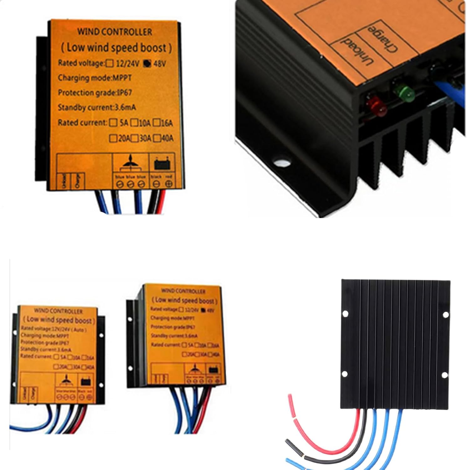 48V 800W Waterproof Wind Turbine Controller,16A Waterproof Solar Panel Controlle for Flooded Lead-Acid Vented Sealed Gel Nicd Lithium Battery,48V
