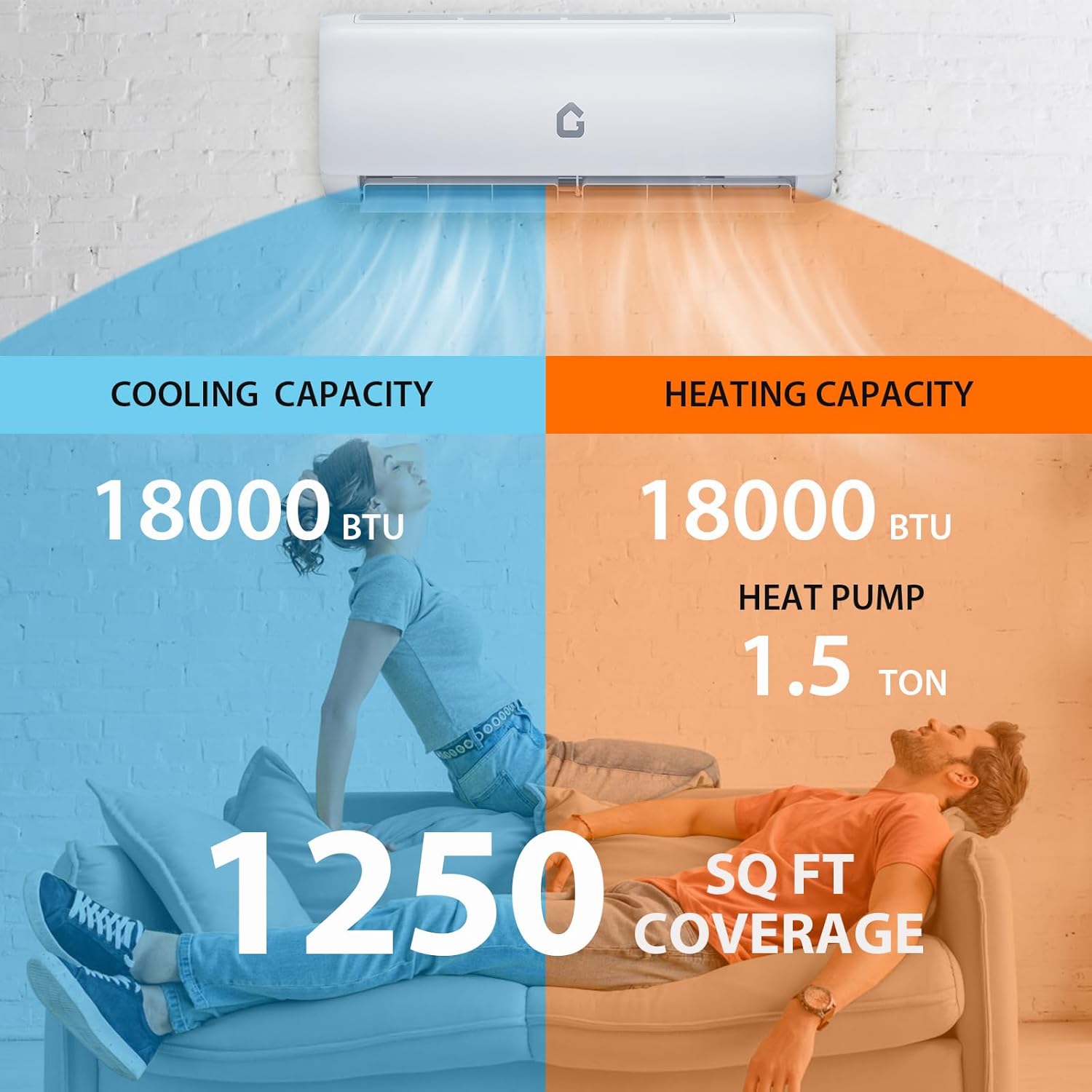 9000 BTU Mini Split Air Conditioner and Heater, 18.5 SEER2 Ductless Inverter AC with WiFi, 230V Installation Kit Included, Cools Up to 450 Sq.Ft, QE Series