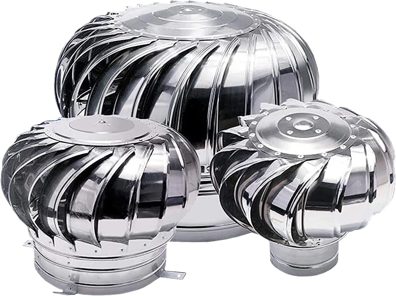 1Pcs Wind Turbines Vents, Galvanized Turbines Internally Braced Wind Turbines, 4 10 12 inch Easy to Install Unpowered Rotation Rainproof Ventilator Chimney Cap for Houses,200Mm