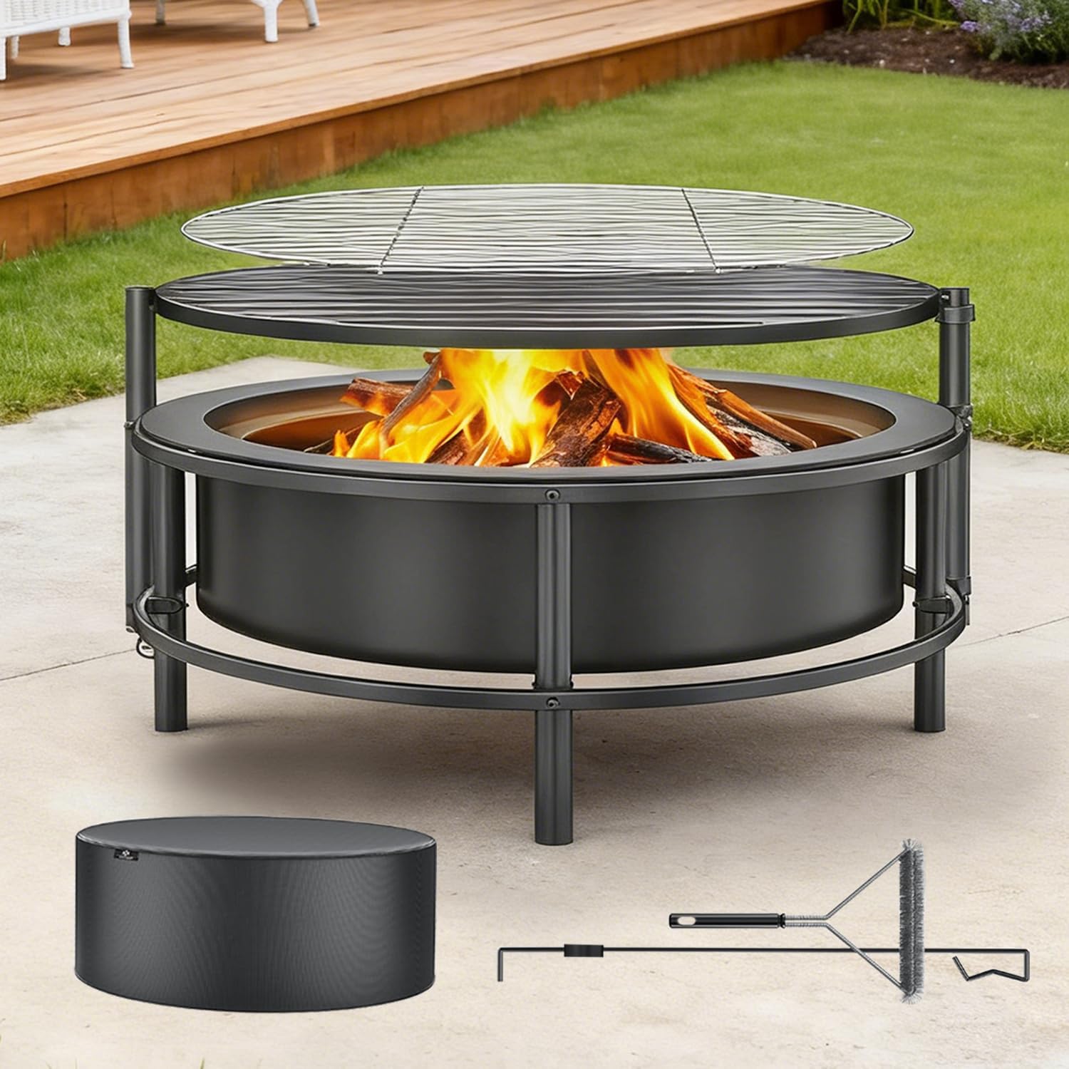 Fire Pits for Outside Wood Burning with 28