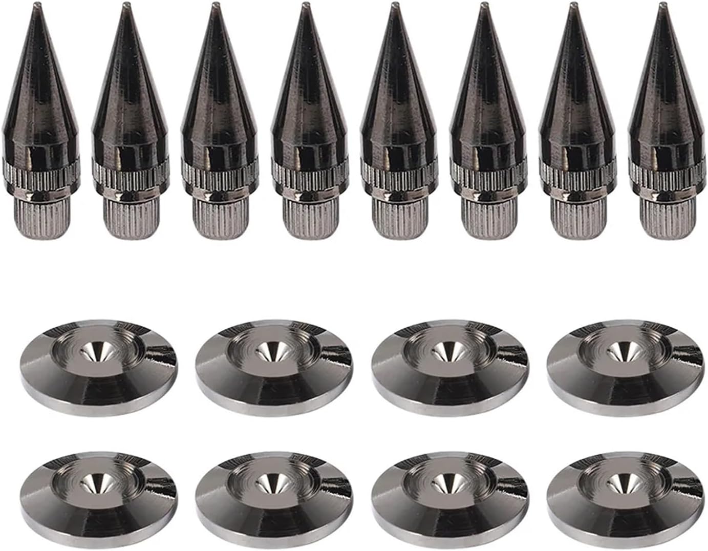 8 Sets Audio Speaker Spikes M6x36 Active Speakers Parts Accessories Copper Foot Nails Foot Pads DIY for Sound System(Black)