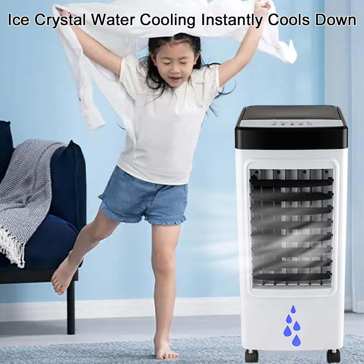 Portable Air Conditioners, Swamp Cooler with 6 L/1.59 Gal Water Tank, 7H Timer, Auto Oscillating, 2 Ice Packs, Portable Cooling Fan for Office Room Kitchen