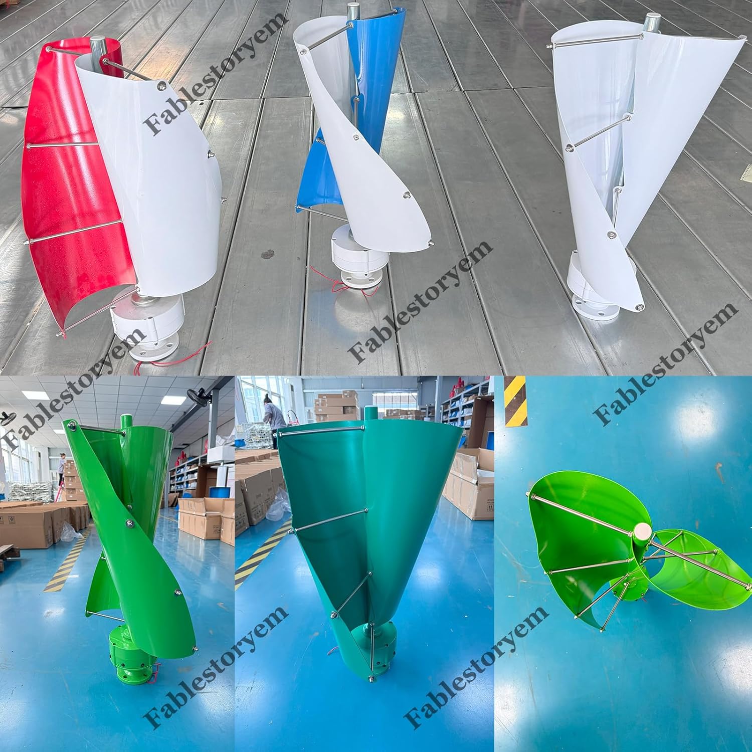 12000W Vertical Wind Turbine, 2 Blades 12V 24V 48V Helical Magnetic Levitation Shaft Vertical Wind Turbine with MPPT Controller, Suitable for Home Factory Use,E-48V