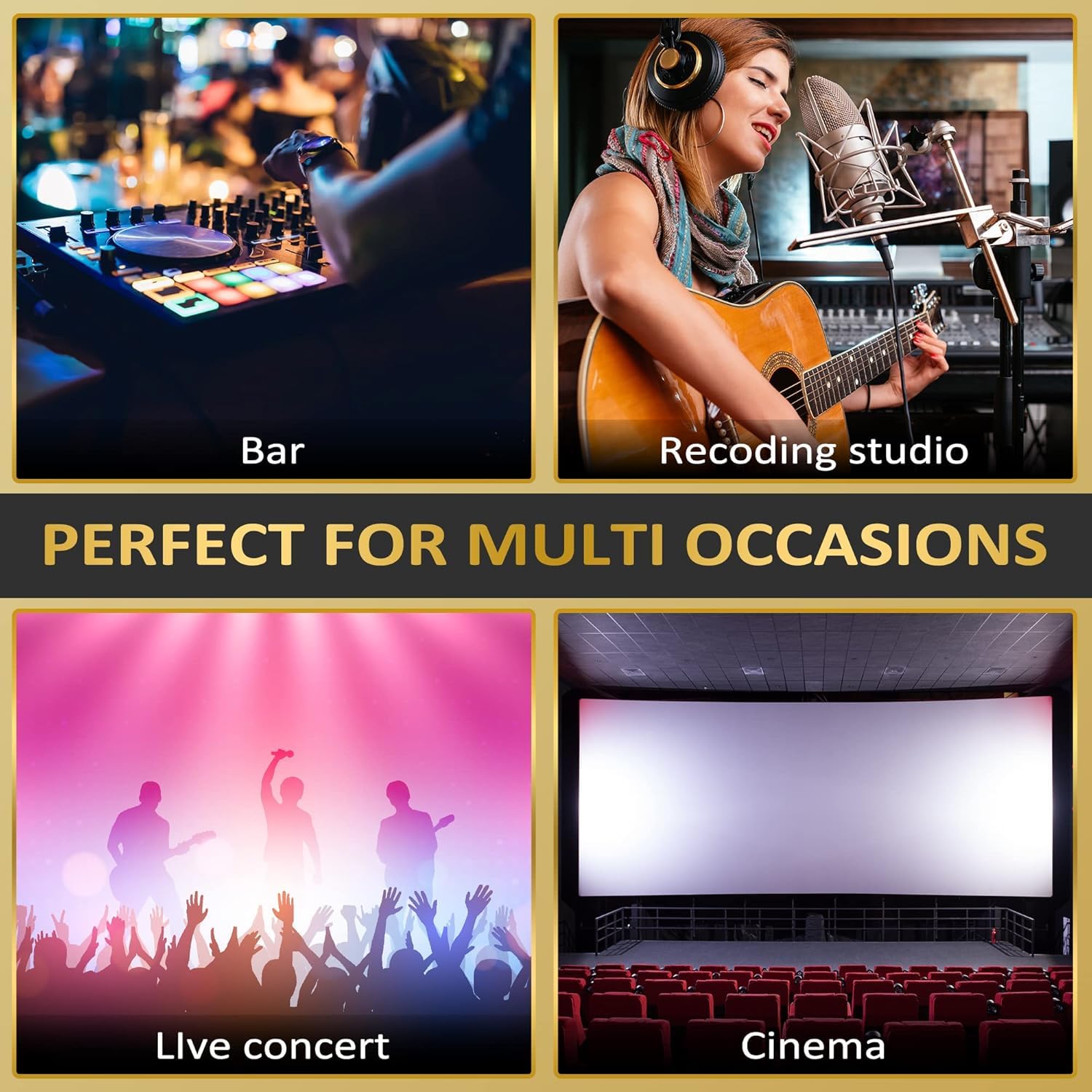 XLR Microphone Cable 50FT 4 Pack, Gold-Plated 3 Pin XLR Male to Female Balanced Mic Audio Cord, AL & OFC Dual Shielded Patch Cable for Speaker, Podcast, Mixer, Amplifier, Recording