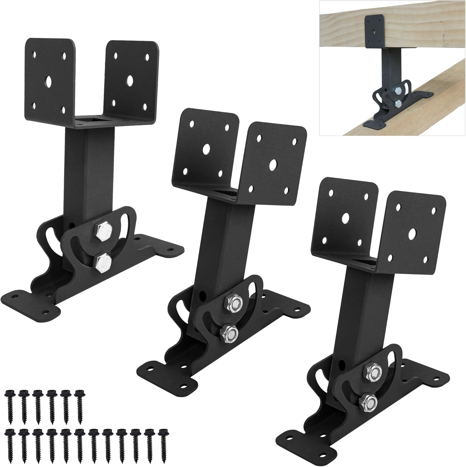 3PCS Roof Riser Brackets Kit - Adjustable Pergola Beam Brackets - Heavy Duty Mount Brackets for 3-1/2