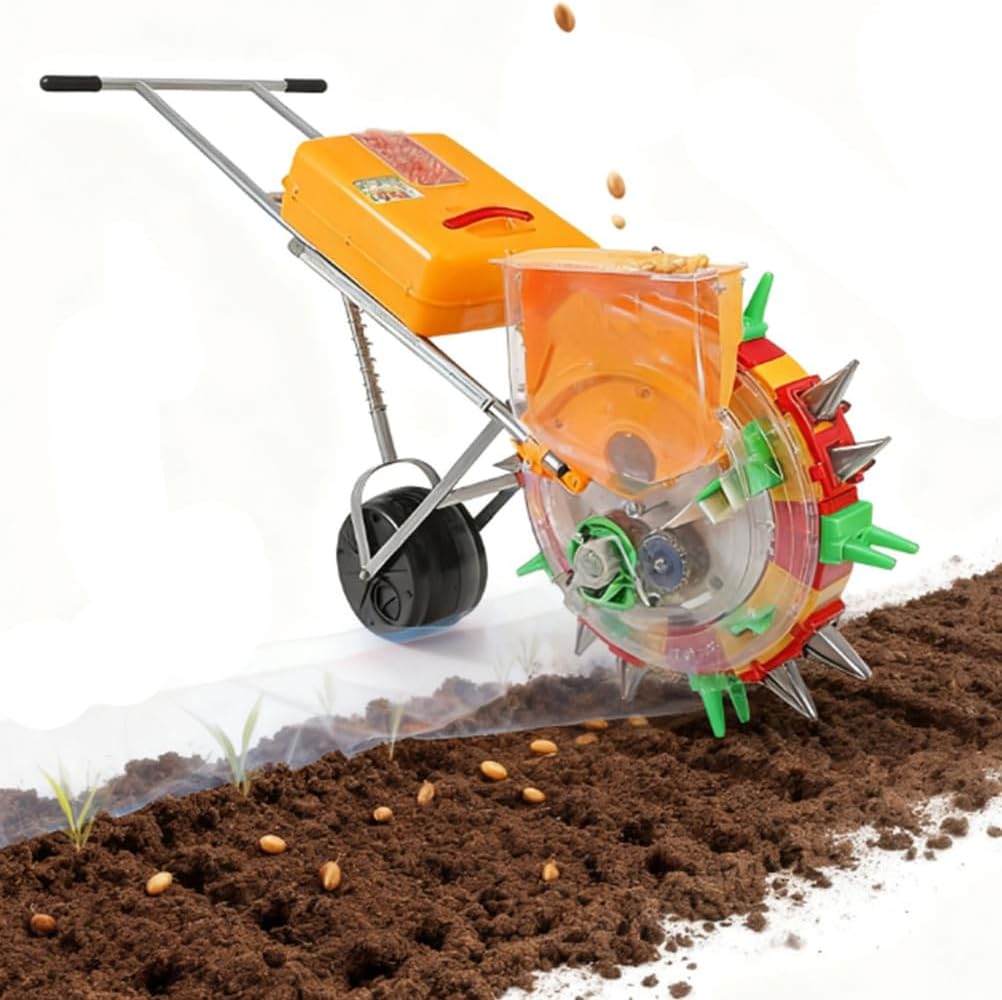 Multi-Purpose Seed Planting Machine, Manual Push Spreader with Adjustable Settings for Different Seed Sizes(4 to 8 Nozzles)