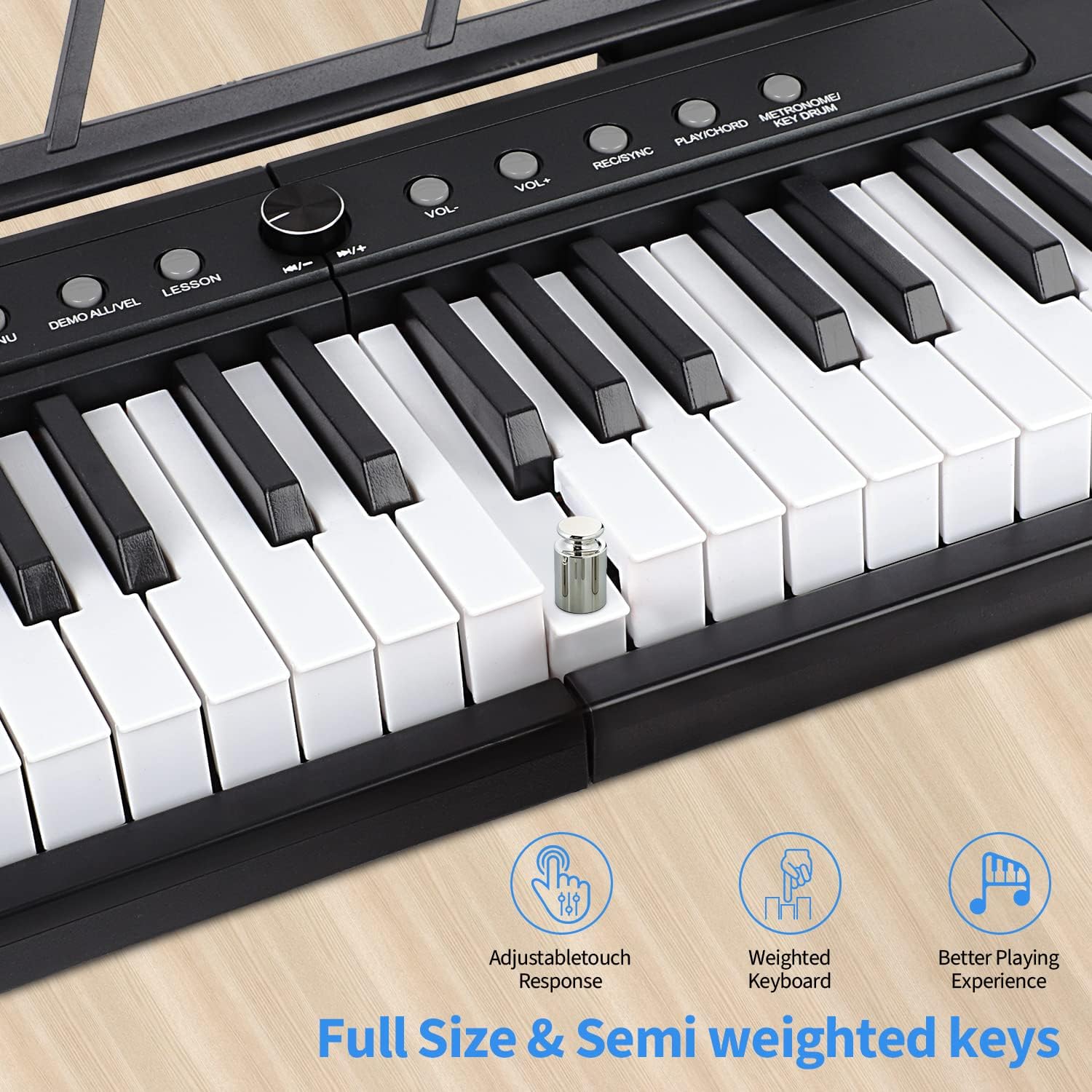 88 Key Digital Piano, Semi Weighted Electronic Keyboard Piano with Music Stand, Power Supply, Sustain Pedal, Bluetooth, Carrying Case, Headphones, USB-MIDI Compatibility, for Beginner Professional