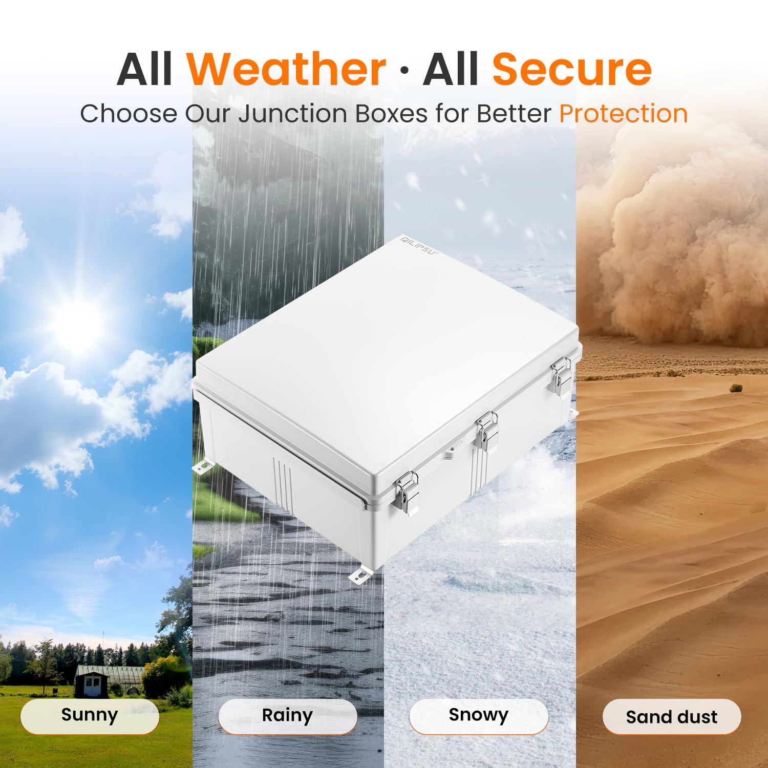 QILIPSU Waterproof Junction Box IP67 Outdoor Plastic Electrical Project Enclosure Weatherproof with Mounting Plate, Wall Brackets, Hinged Grey Cover 20