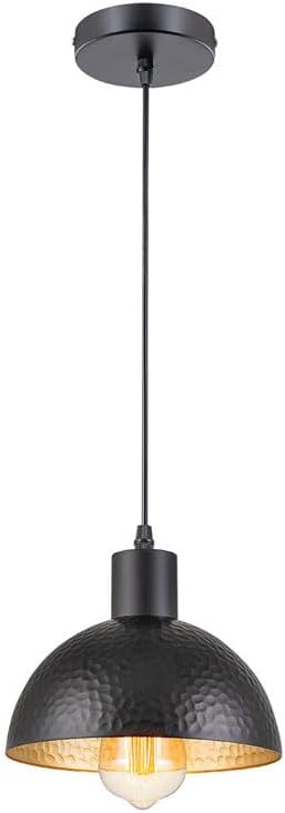 Hanging Lamp, Modern Minimalist Style Chandelier, E27 Screw Single Head Hanging Lamp, Wrought Iron Lighting Fixtures with Concave and Convex Lids, Farmhouse Restaurant Pendant Light