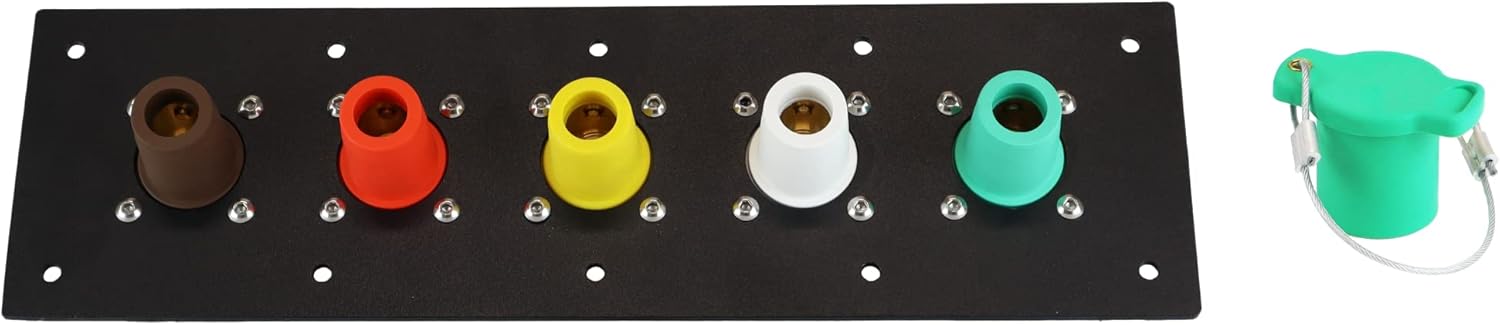 5 Position CAM Lock Panel, 400 Amp, 3 Phase 277/480V, Female, 90°, Double Set-Screw Connections with NEMA 3R Caps and Lanyards, Series 16 CAM Connectors, Power Distribution Panel