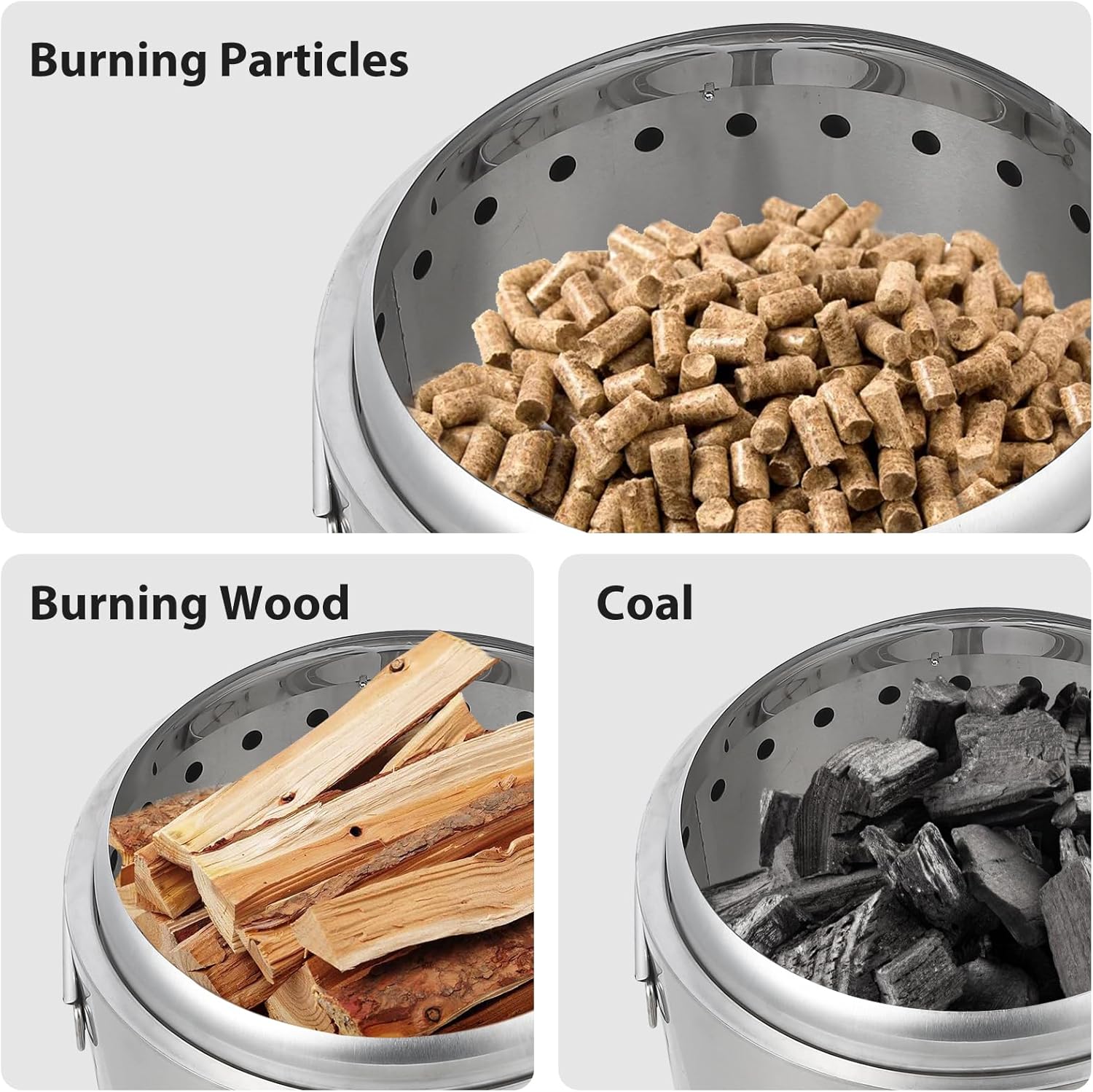 Smokeless Fire Pit, 16.5 Inch Portable Outdoor Firepit, Stainless Metal Steel Wood Burning Fireplaces with Removable Ash Pan and Poker, for Outside Bonfire Backyard Patio Camping