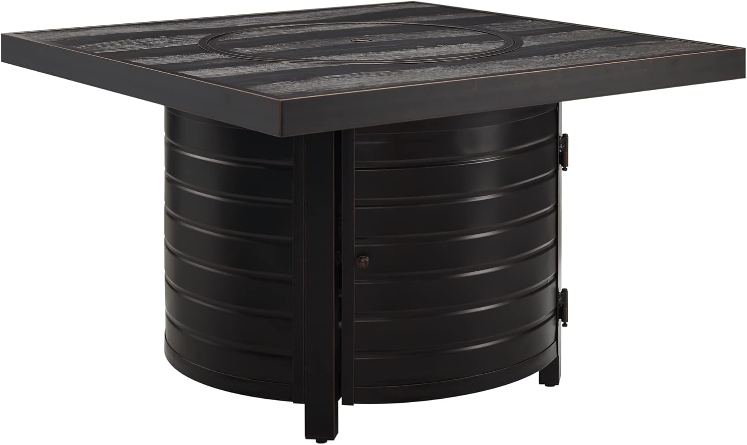 Fire Sense 63226 Yorke Aluminum Convertible Gas Fire Pit Table 55,000 BTU Outdoor Multi-Functional Fire Pit with Fire Bowl Lid, Nylon Weather Cover & Clear Fire Glass - Bronze Finish - Square