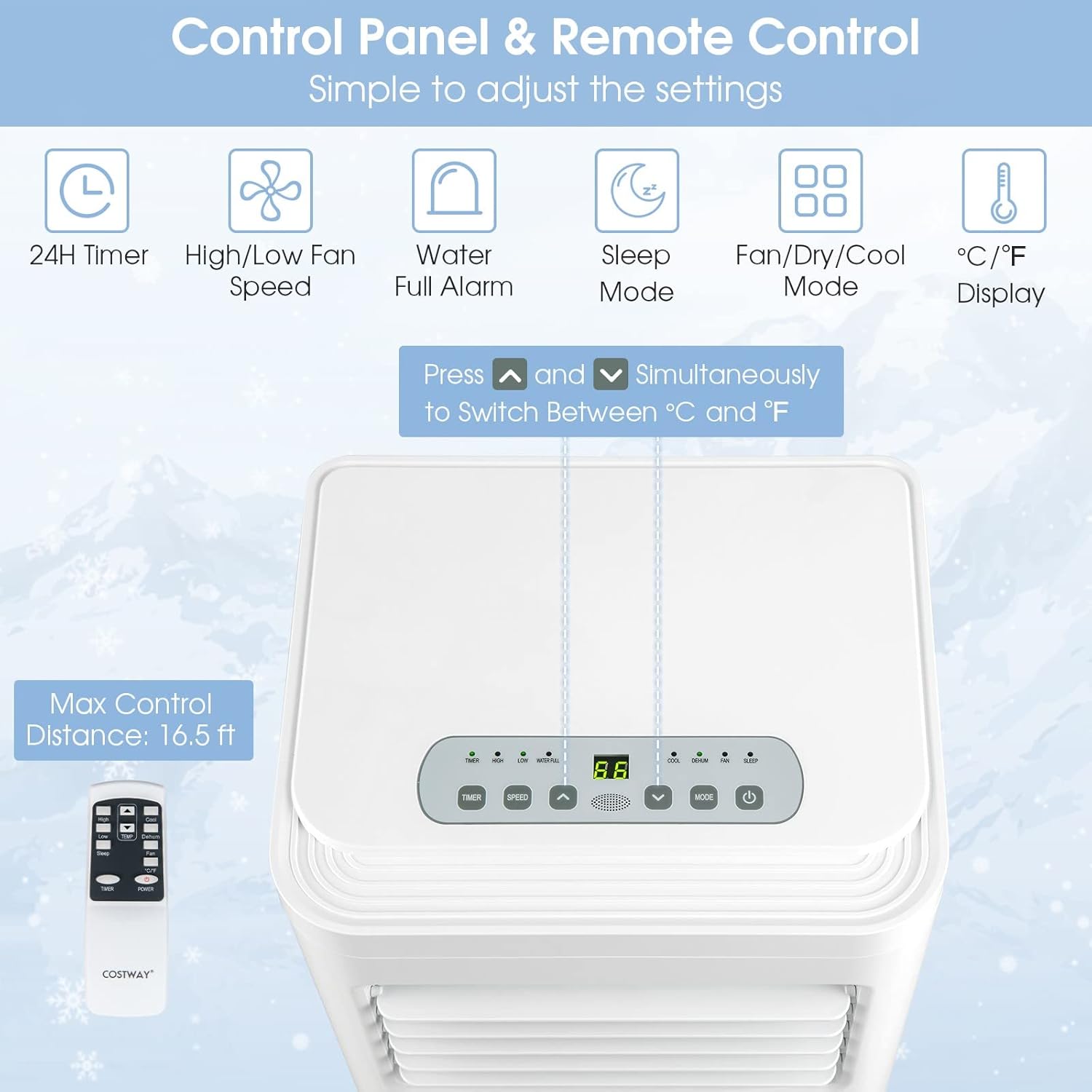 KOTEK Air Conditioner Portable for Room up to 250 Sq. Ft, 8000 BTU 4-in-1 AC Unit Works as Dehumidifier, Fan & Cooler w/Sleep Mode, Portable Air Conditioners w/Remote Window Kit (White-5000BTU(SACC))