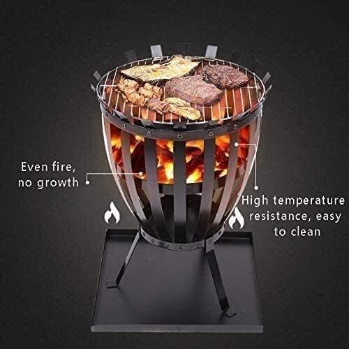 Fire Pits Outdoor Wood Burning Large Bonfire Wood Burning Patio Coal Grill Firepit for Outside Grill Charcoal Smokeless Grill with Spark Screen Poker with Cover BBQ Cooking for Outside Camping