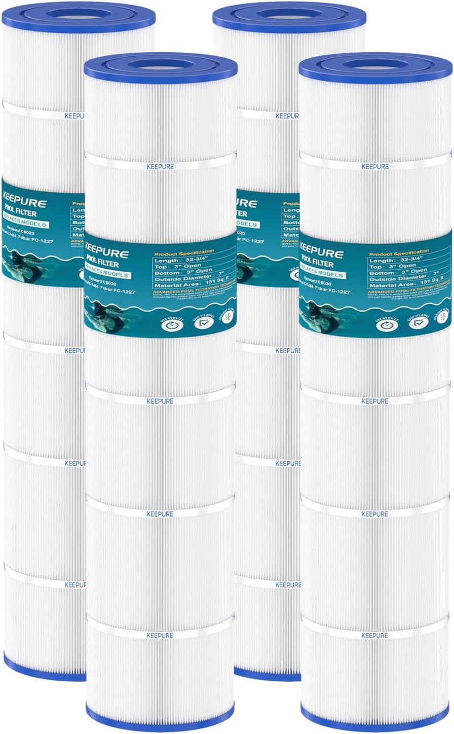 C5030 Pool Filter Cartridges Replacement for C5025, CX1280XRE, C-7494, PA131, PA131-PAK4, FC-1227, FC-6435, C5020, Ultral-A2 Cartridge Filter, 4 ×131 Sq. Ft, 4 Pack
