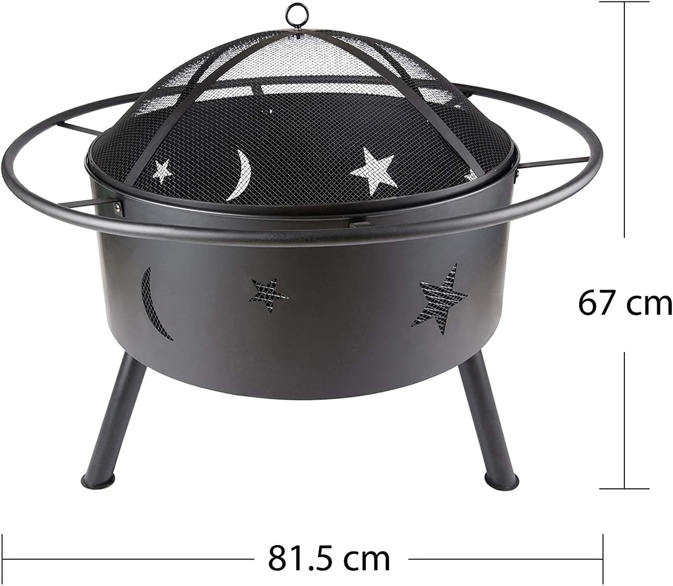 Fire Pit for Outdoor Garden Patio with BBQ Grill Shelf Barbecue Brazier Fire Bowl with Spark Protection Mesh, Extra Includes Poker and Cover