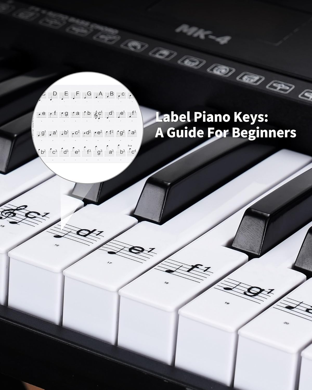 61 Keys Compact Keyboard Piano with Foldable Mini Stand, Built-in 255 Sounds, 255 Rhythms, 24 Demos, Includes Sheet Music Stand, Note Stickers & Power Supply, Gift for Beginners, Black