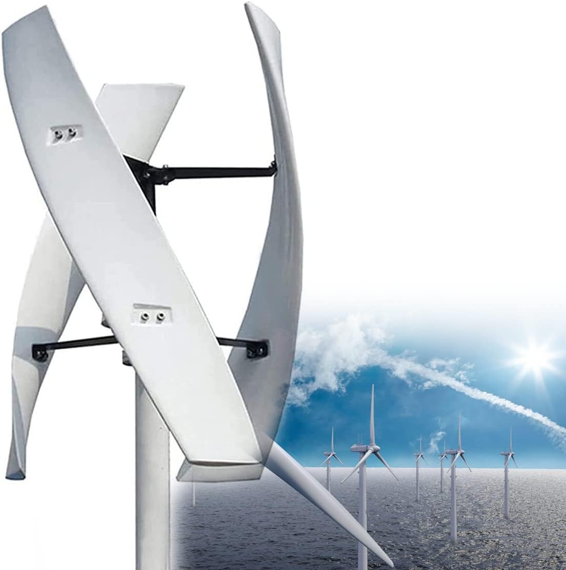 3 Blade Vertical Wind Generator 3000W/5000W 12V/24V/48V Wind Power Turbines Generator, Magnetic Floating Axle Wind Generator for Family Home,3000W-24V