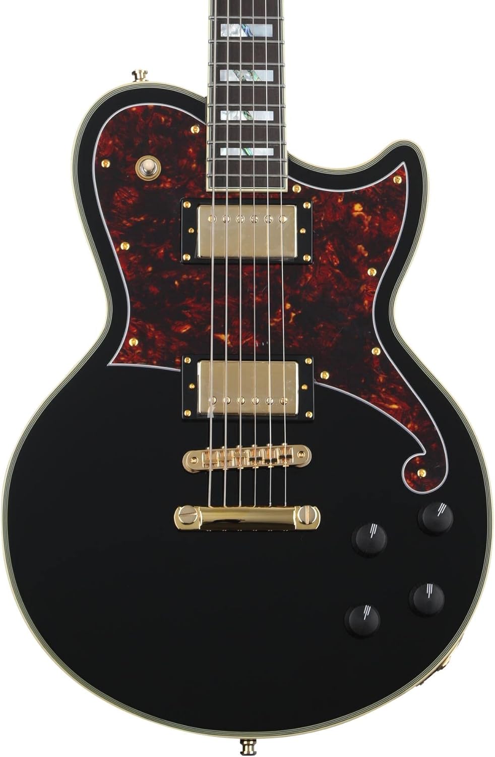 D'Angelico Deluxe Atlantic Baritone Electric Guitar - Solid Black