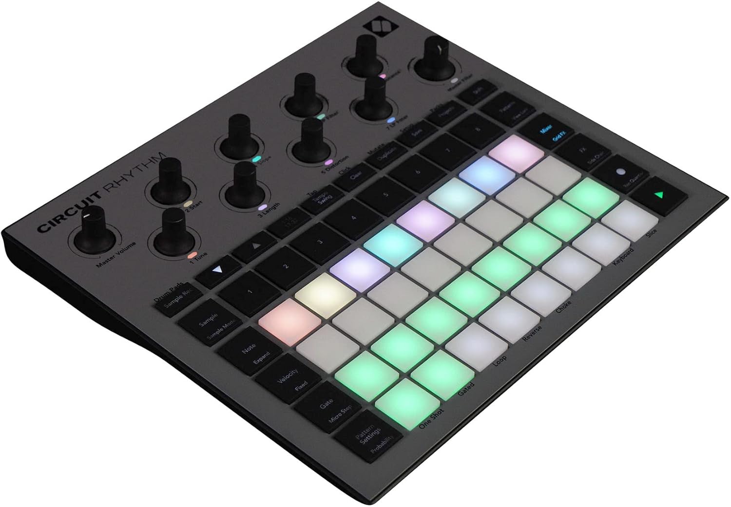 Audiosavings Bundle: Novation Circuit Rhythm Beatmaking Sampler Groovebox/Drum Machine/Sequencer Bundle with Rockville PRO-M50 Studio Headphones w/Detachable Coil Cable, Case+Extra Ear Pad (2 Items)