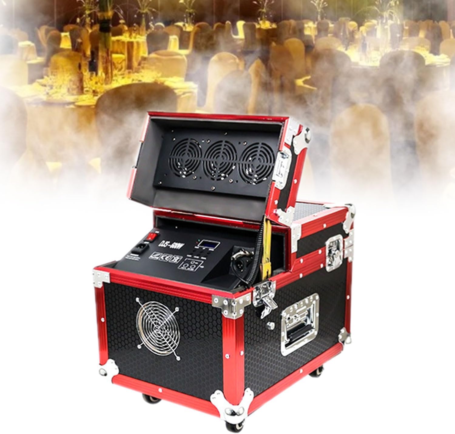 Stage Fog Machine, 600W Dual Mist Hazer with DMX512 Control, No Preheating Required, Fan Angle Adjustable, 3L Oil Drum Capacity Smoke Machine for Stage Wedding Party Club