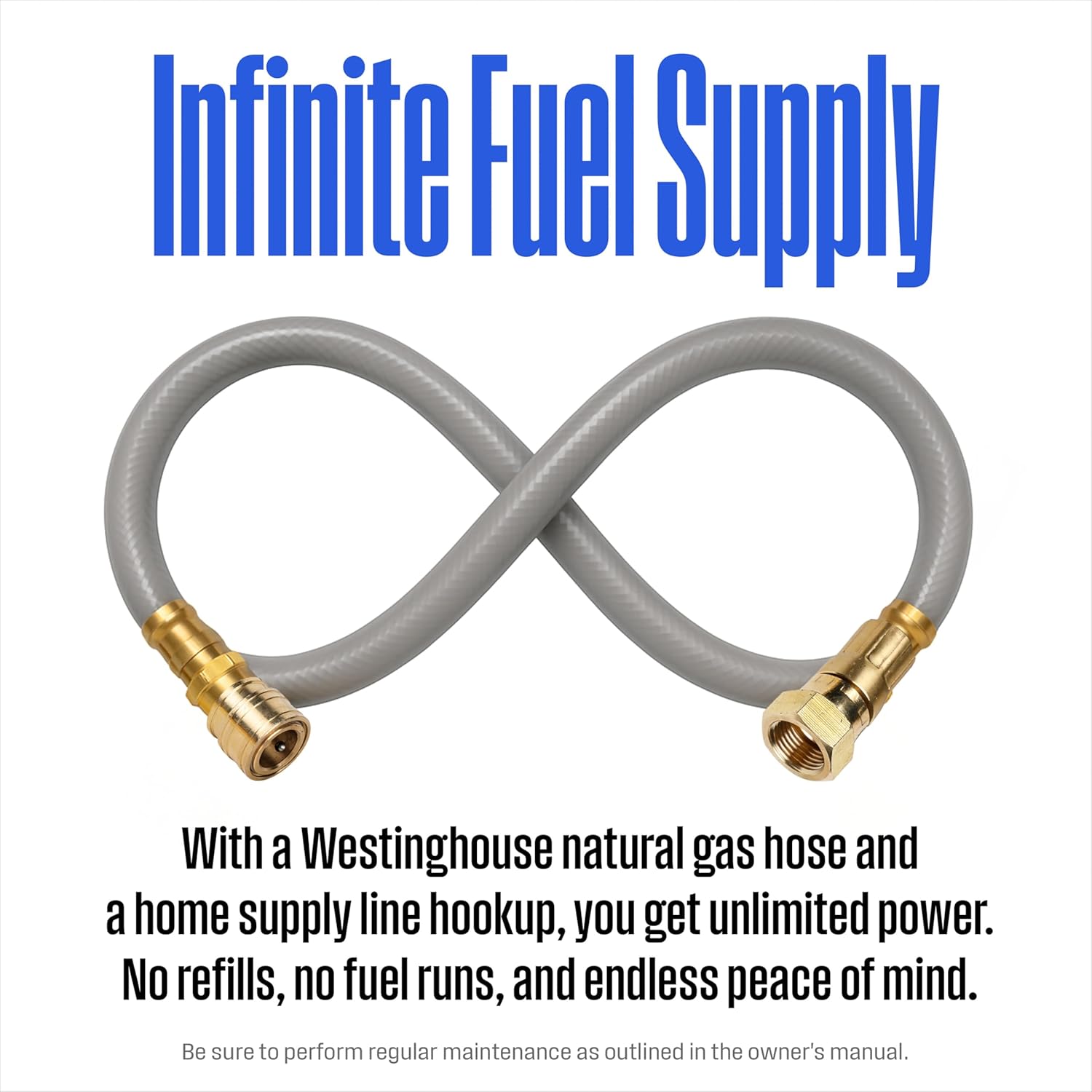 Westinghouse 25-Foot Natural Gas Hose with Adapter, 1/2-Inch Diameter, For Westinghouse Tri Fuel Generators