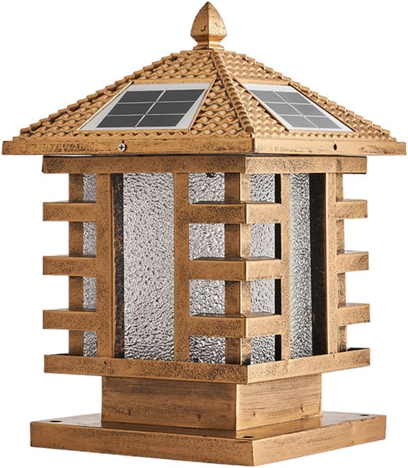 Solar Post Cap Lamp, LED Outdoor Waterproof Small Yard Decorative Post Light, Engineering Building Lighting Fixtures, E27 Vintage Exterior Fence Column Lamp Lantern, for Patio Porch Railing