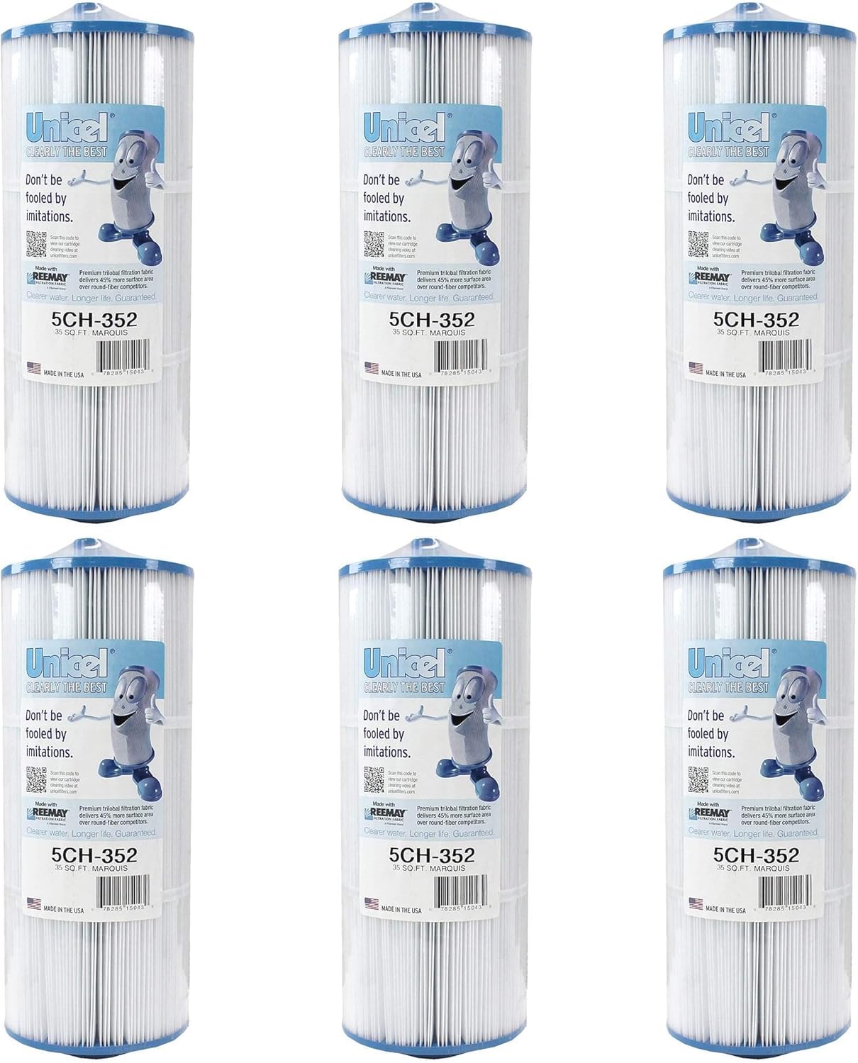 Unicel 5CH-352 35 Square Foot Media Replacement Hot Tub Spa Filter Cartridge with 151 Pleats (6 Pack)