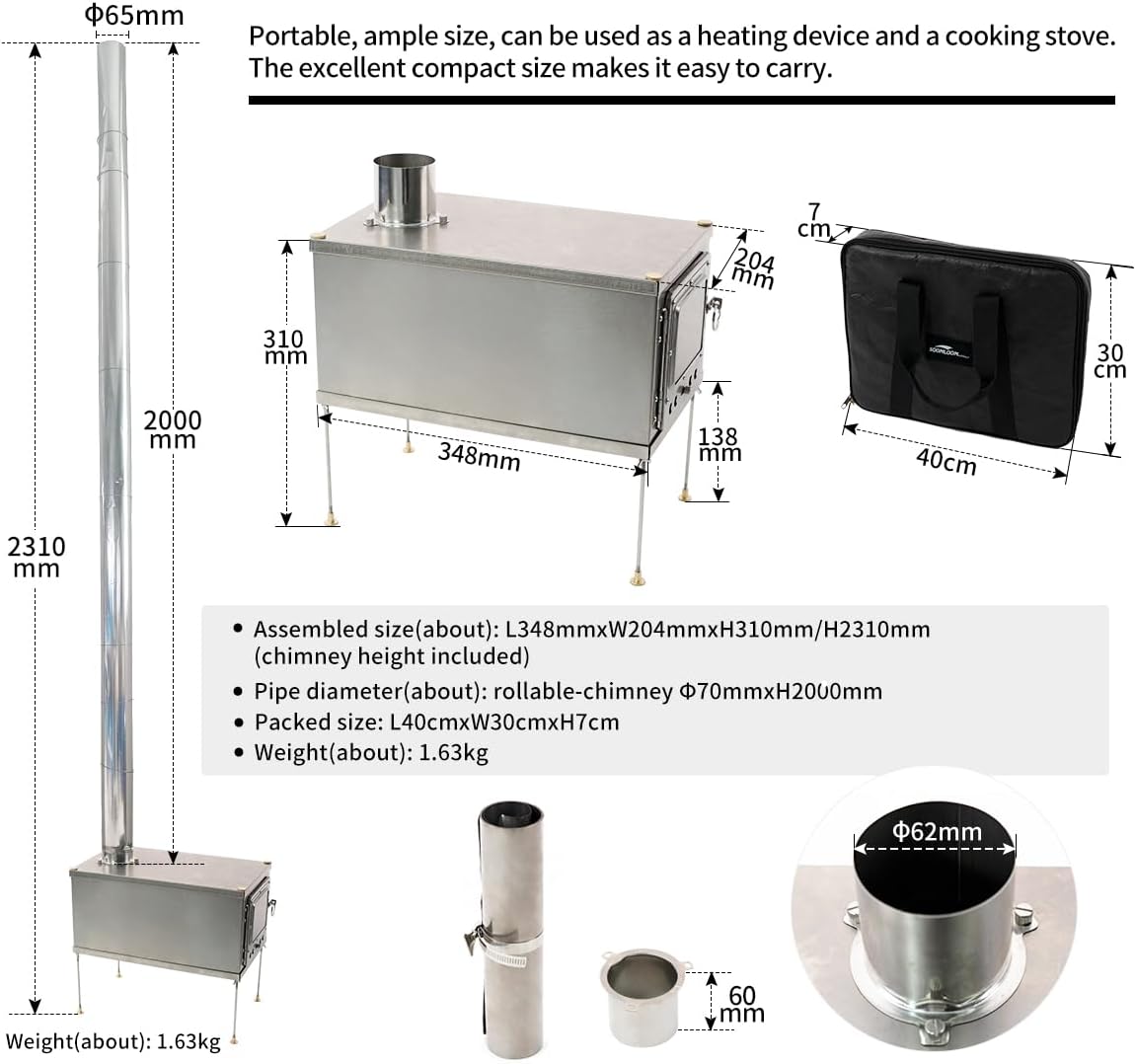 Outdoor Fireplaces Foldable Titanium Wood-Burning Stove Lightweight Compact Durable Portable Folding Wood Burning Outdoor Camping Hiking Fire Pits