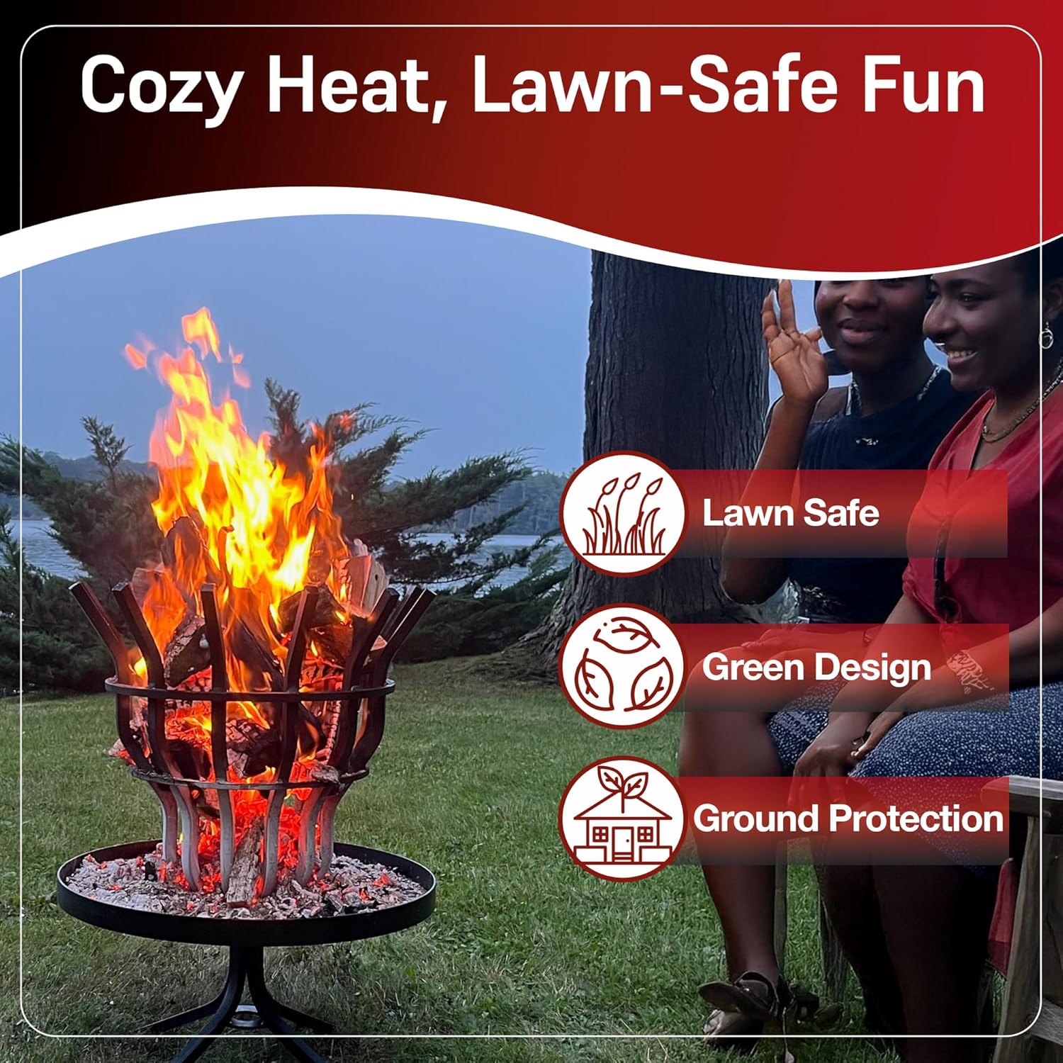 Grate Wall of Fire Tall Firepit – Heavy-Duty Self-Feeding Outdoor Fire Pit, 32½