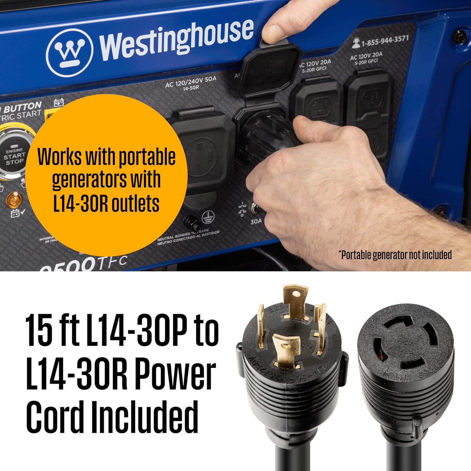 Westinghouse 30 Amp Transfer Switch Kit with 8 Circuits, Compatible with Generators up to 7500 Running Watts,Grey