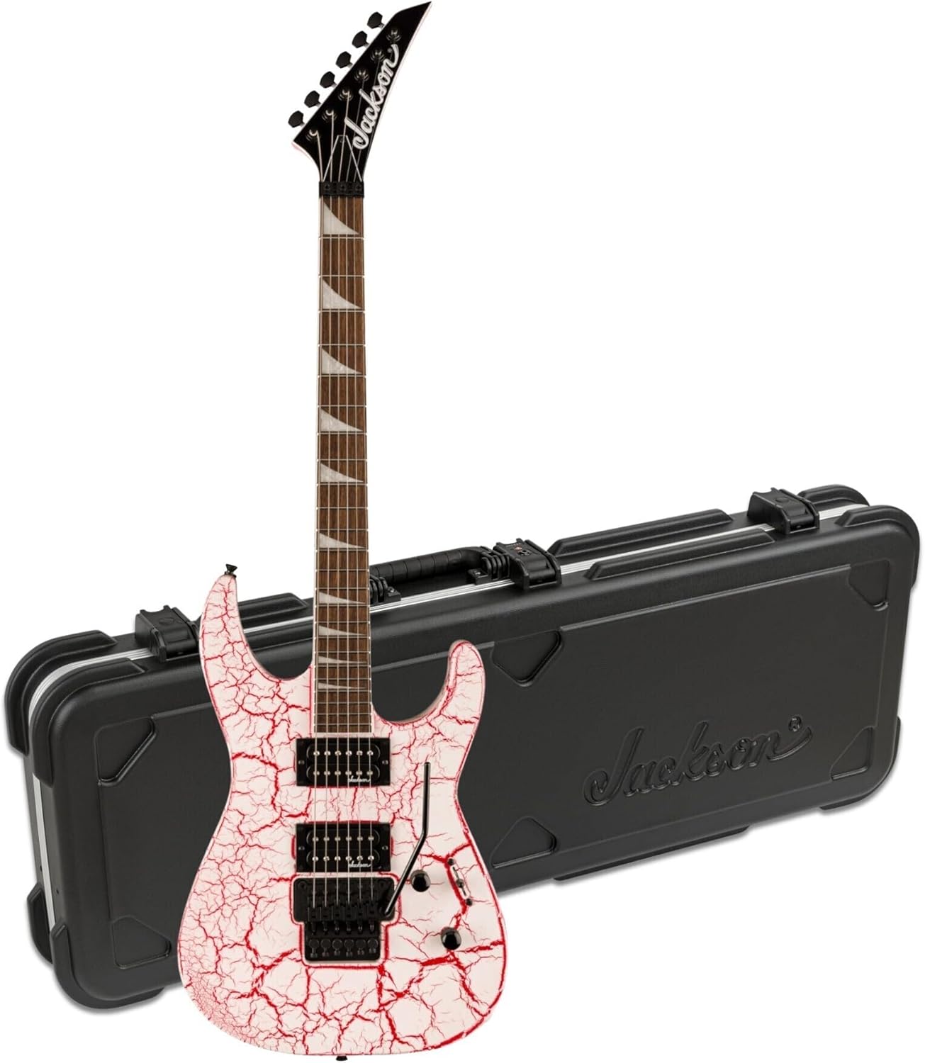 Jackson X Series Soloist SLX DX Crackle Electric Guitar with Laurel Fingerboard (Bloodshot Crackle) Bundle with Jackson Heavy Duty Molded Case for Dinky and Soloist Guitars (Black) (2 Items)