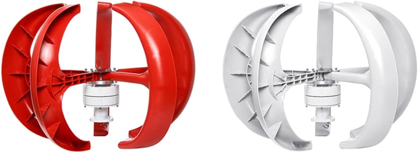 Industrial Wind Turbine Generator Wind Turbine Generator, 100w 200w 300w 5 Blades Vertical Axi Wind Turbines Generator Lantern 12V 24V Wind Turbines Kit Solar and Wind Power Parts(Red,24V_300W)