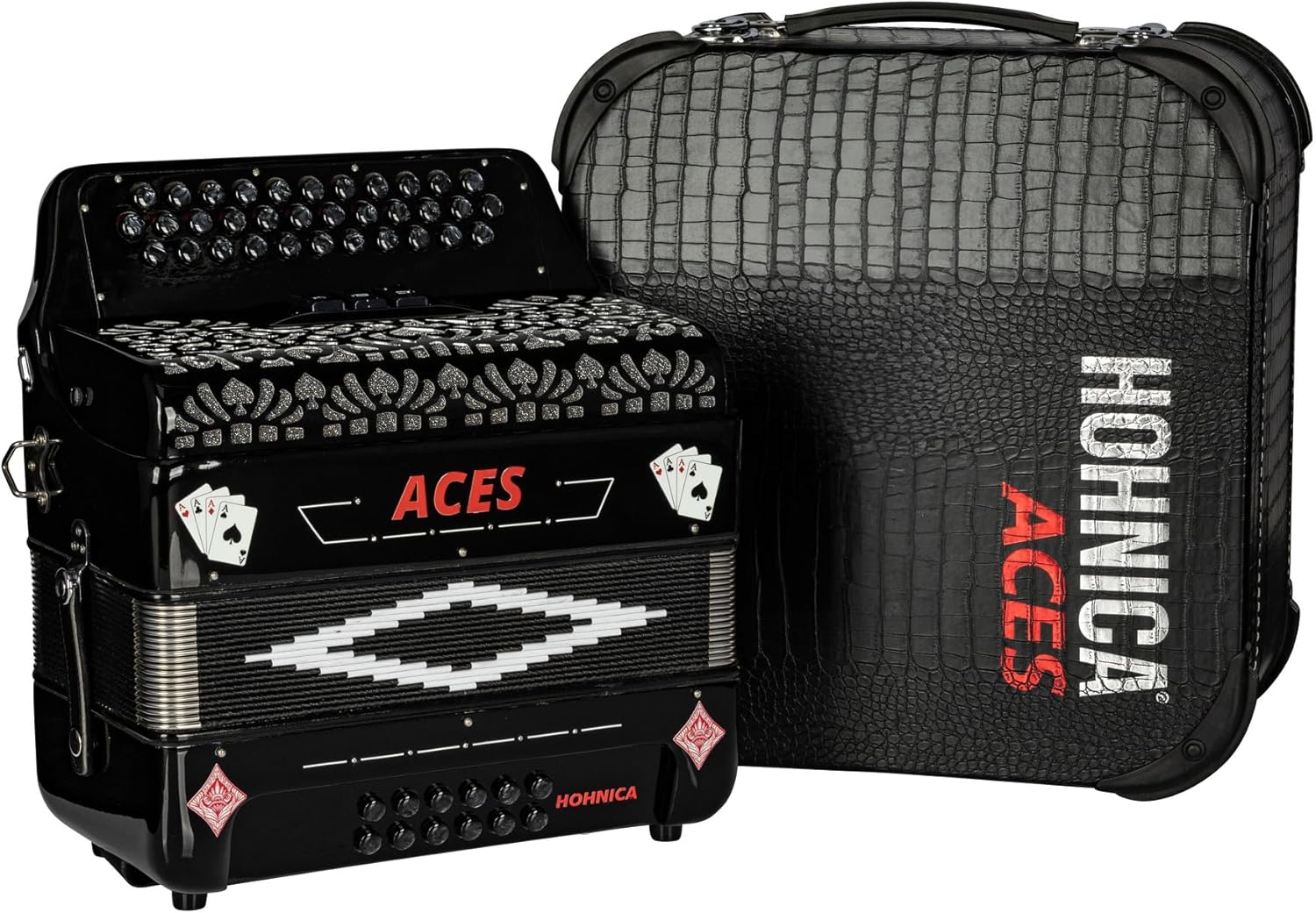 Hohner ACES II 34-Button Accordion with 3 Registers, Black, GCF