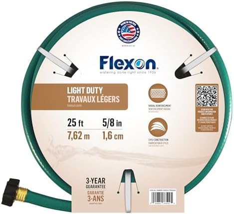 Flexon 5/8-Inch by 25-Foot Reinforced Garden Hose FR5825, 25ft, Green (Pack of 10)