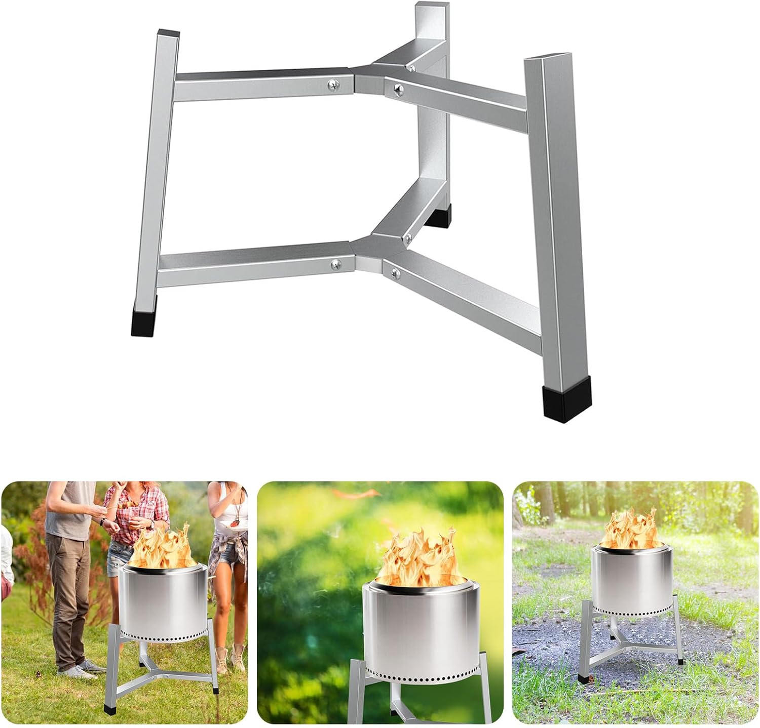 Outdoor Fireplaces Portable Accessory Firepit Stand For Burning Firepits With Sturdy Stainless Steel Construction