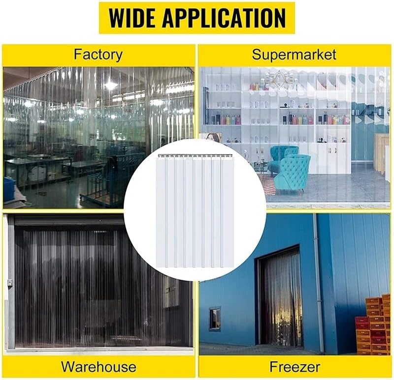 Walk in Cooler Plastic Strip Door Curtain, Transparent PVC Curtain Quarantine Area for Air Conditioner Room, Kitchen Decor Curtain, Easy to Install(195x400cm/76.77x157.48in)