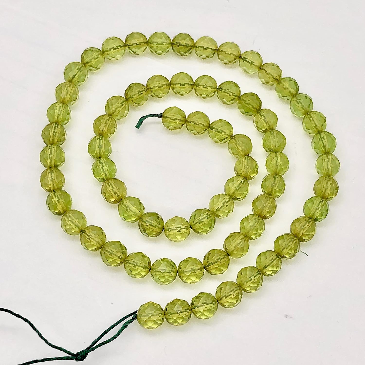 Amber Faceted Round Bead Strand | 6mm | Green | 68 Bead(s) for Jewelry Making