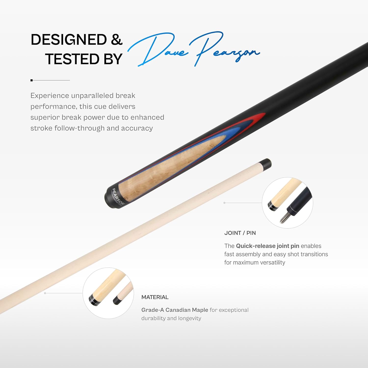 PEARSON Ball Buster 58” Maple Pool Cue Stick – Professional Billiards Cue with Phenolic Tip – Ideal Pool Sticks for Adults & Pool Table Accessories