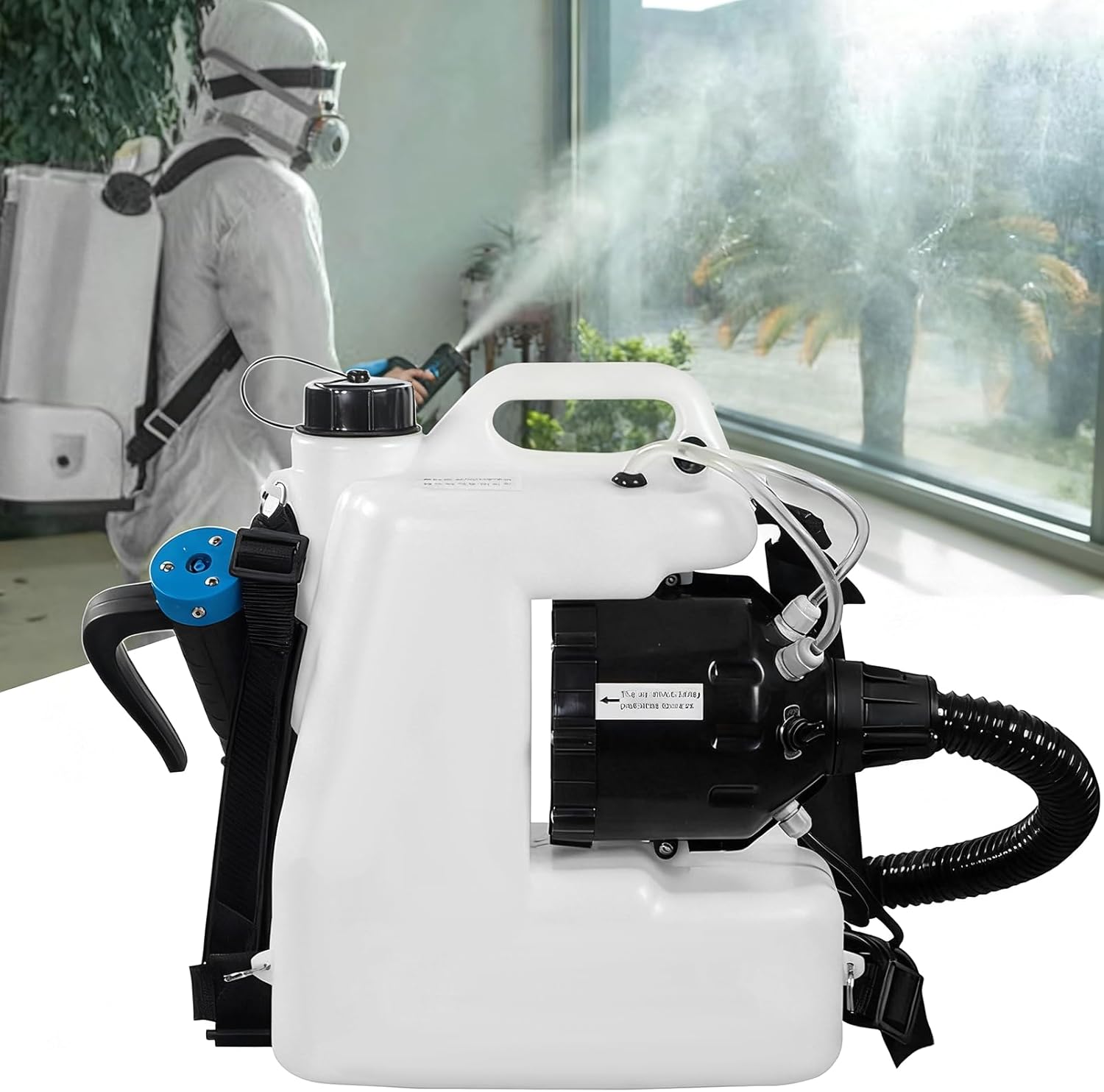 Electric Backpack Fogger Machine, 10/12/16L ULV Atomizer Sprayer, Commercial Portable Sprayer with Hose for Spraying Garden Greenhouse Indoor Outdoor Foggers 16L