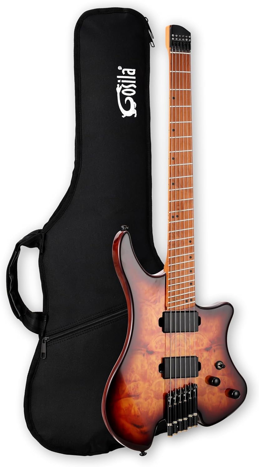 6 String Headless Electric Guitar poplar body Carbon Fibre Maple neck fanned fret