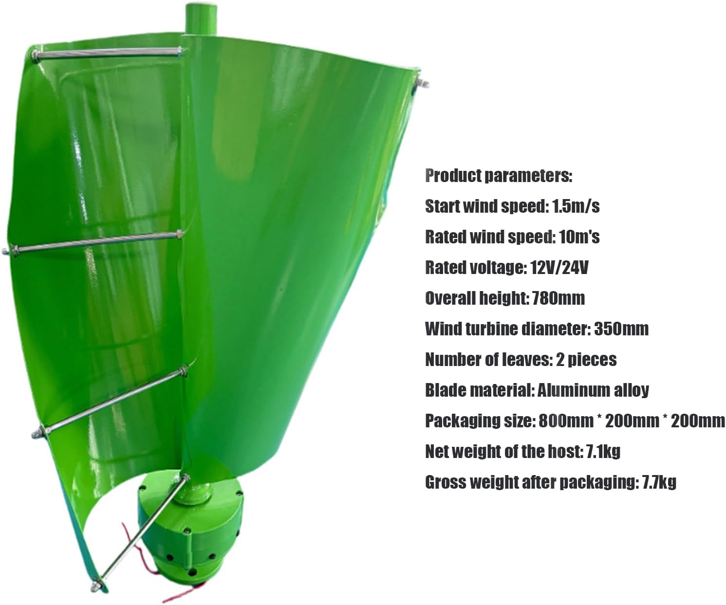 1000W 12V 24V 48V Small Spiral Permanent Maglev Wind Turbine Generator 2 Blades Generator Wind Power Kit Applicable to Wind and Solar Power Generation Systems