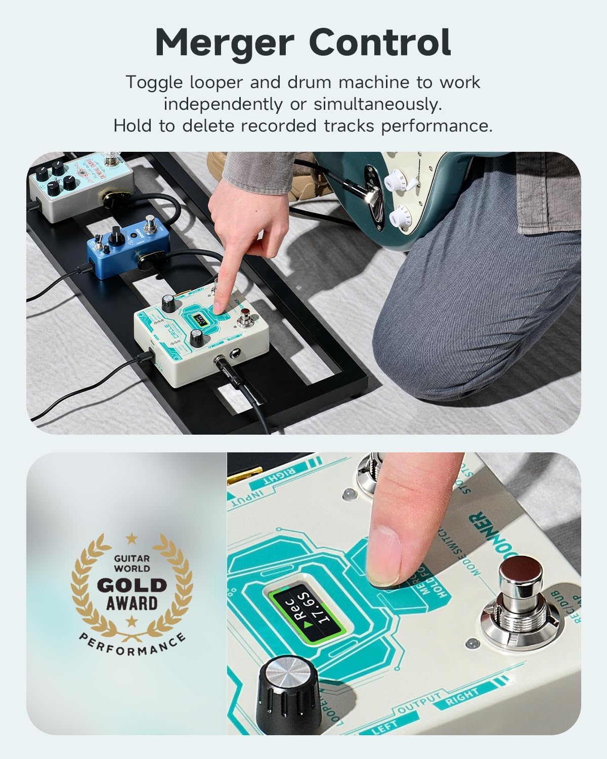 Donner Circle Looper Pedal - Drum Machine with Digital Delay Reverb Pedal