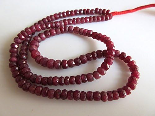 16 Inch strand of natural ruby rondelle shape faceted cut 3-4mm beads for DIY jewelry making. necklace, earring, bracelet crafts.
