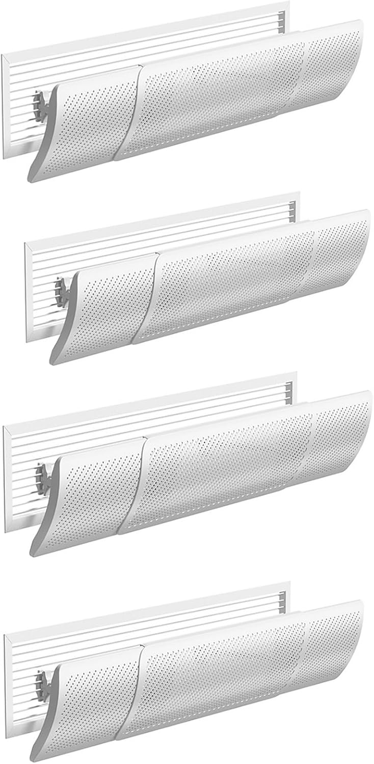 Air conditioning deflector 4 PCS Side Outlet Central AC Air Flow Deflector, Adjustable Air Conditioner Deflector, Air Wing Baffle Wind Direction Windshield for Home Hotel Office
