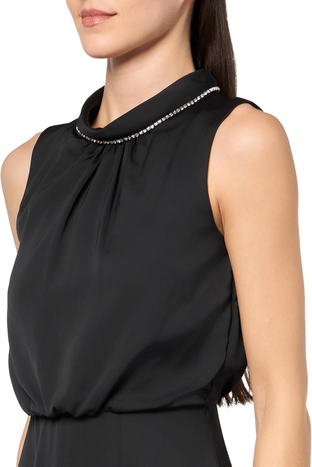 KARL LAGERFELD Womens Thigh Slit Sleeveless Mock Neck Midi Dress