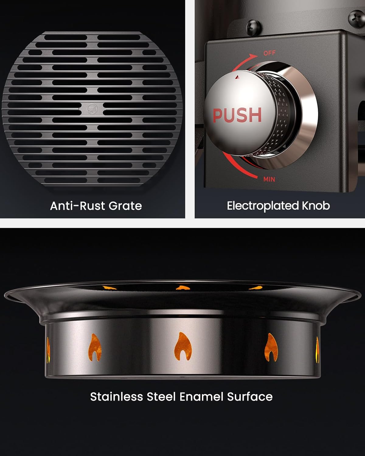 Ciays Propane Fire Pit 24 Inch, Gas Portable Large Fire Pit with Grill Grate, Folding Legs, Hose Hooks, Propane Tank Holder, Cover & Carry Strap, CSA Certified,Portable, 58,000 BTU