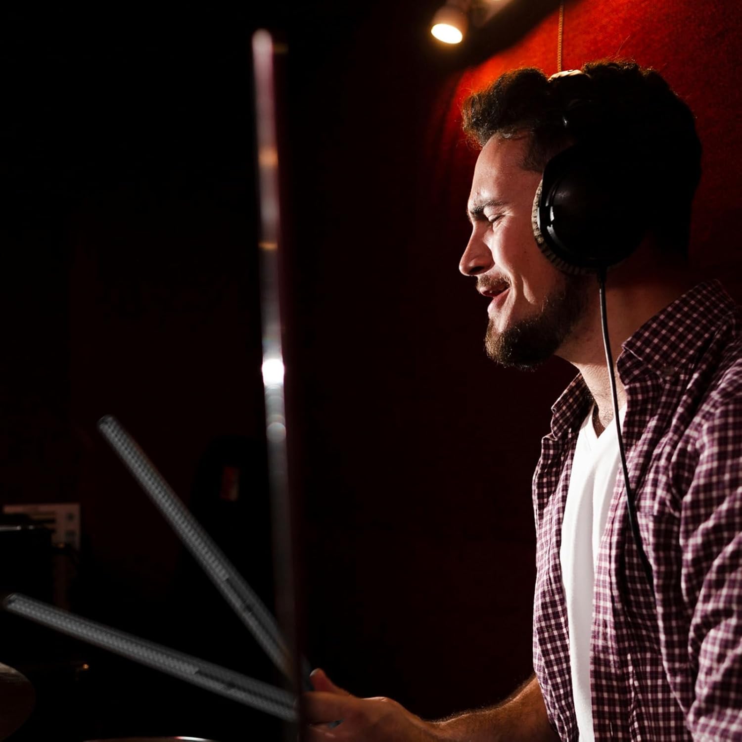 Virtual Air Drum Set, Electric Air Drum Sticks Kit, Carbon Fiber Drum Sticks & Pedals & Bluetooth Adapter Speaker, Electric Drum Set for Kids Beginners Adults