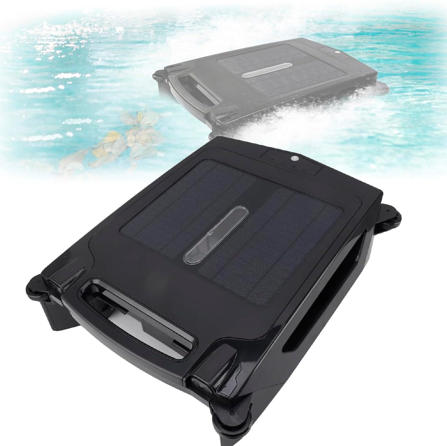 Solar Powered Automatic Robotic Pool Skimmer Cleaner, with Solar and Rechargeable Dual Mode, with Dual Charging Modes 24/7 Cleaning